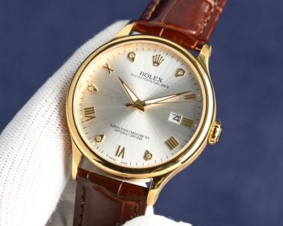 Rolex Oyster Perpetual Date 9015 Movement 316L Steel 40mm Gold/White Watch